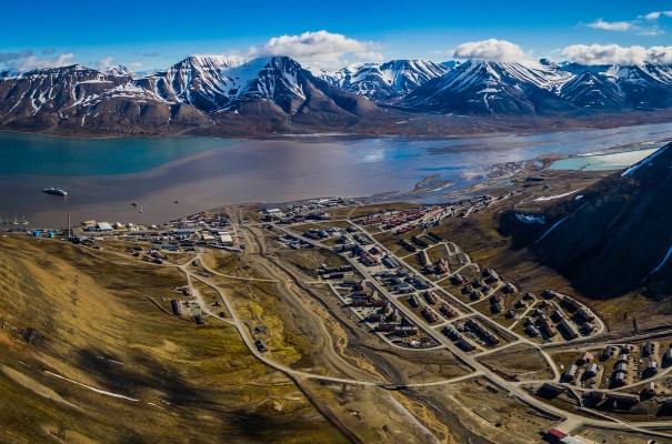 Aerial view of Longyearbyen, Svalbard