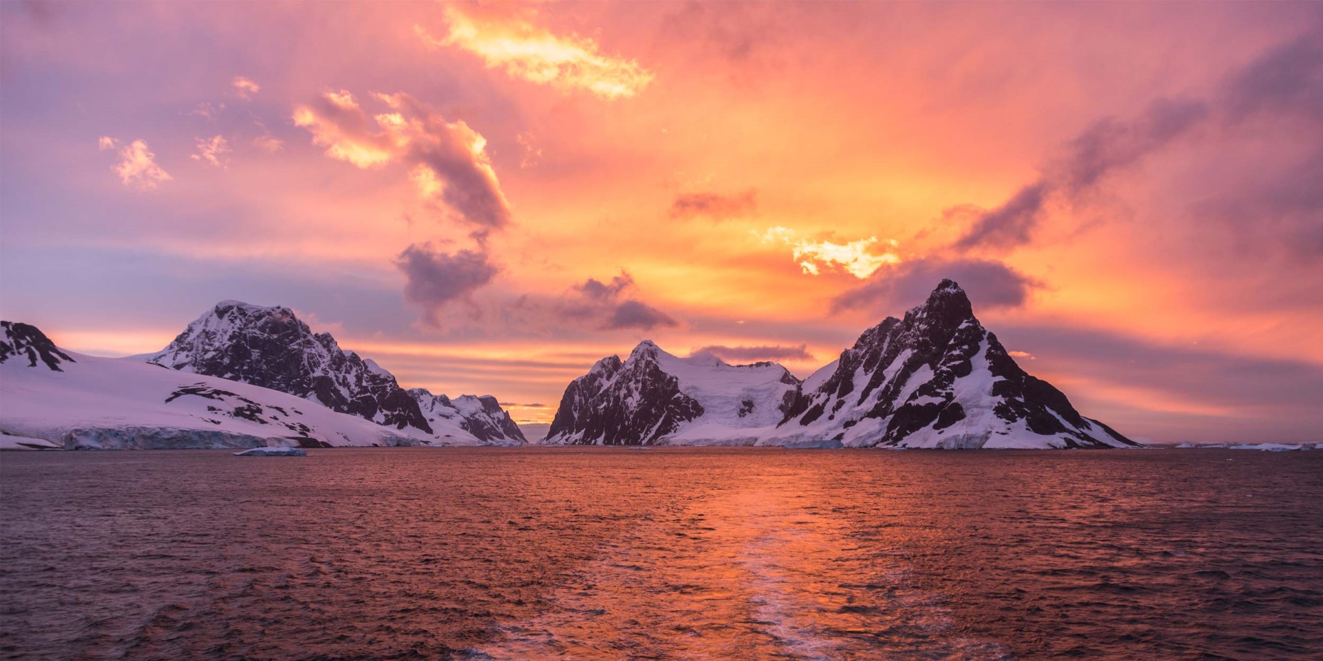 Sunset in the Lemaire Channel, Antarctica