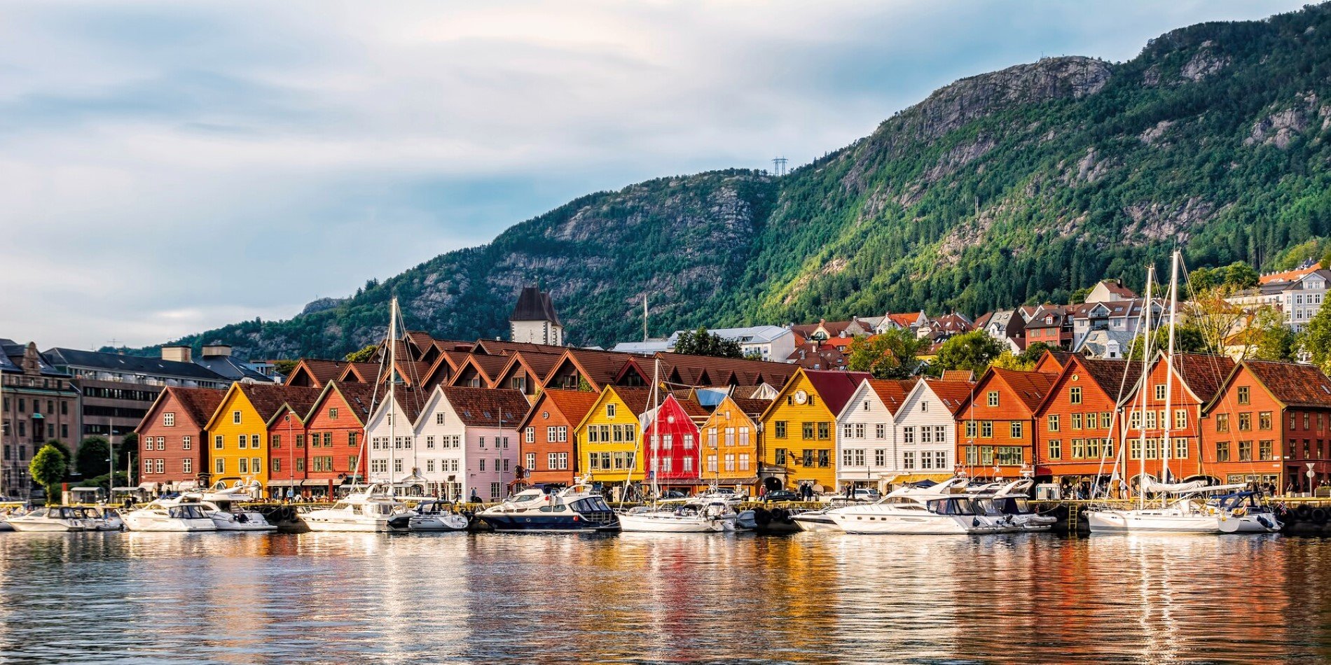 Colourful wooden houses in the UNESCO-listed Bryggen district of Bergen in Norway