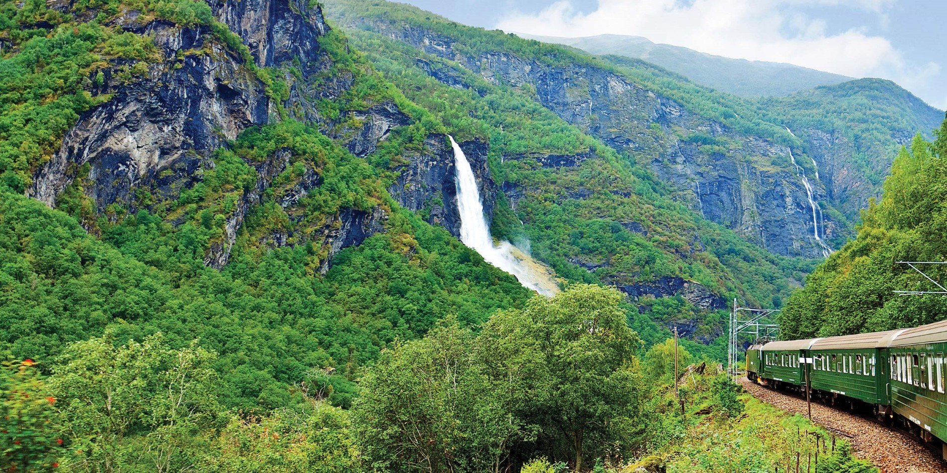 Norway scenery tour waterfall mountains vegetation