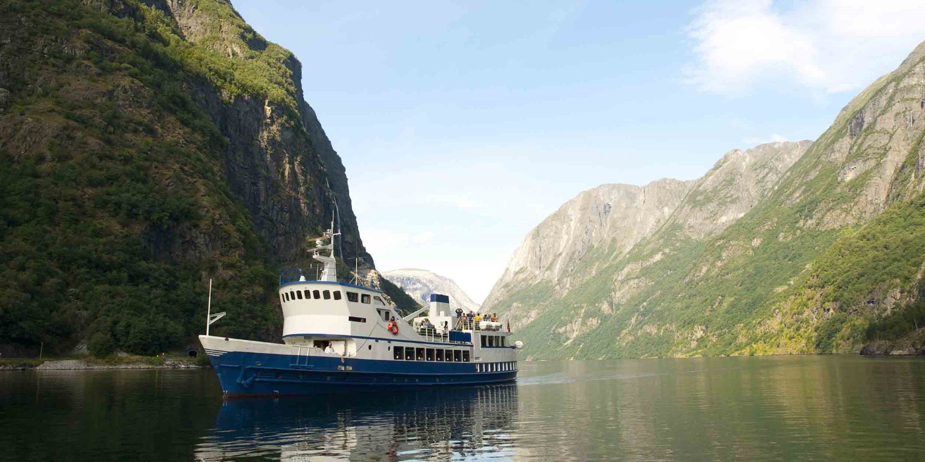 The boat will take you on a journey from Gudvangen to Flåm via the Nærøyfjord on the Norway in a Nutshell tour 