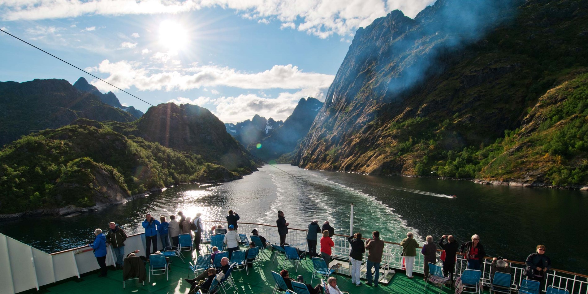 People on deck in the Trollfjord