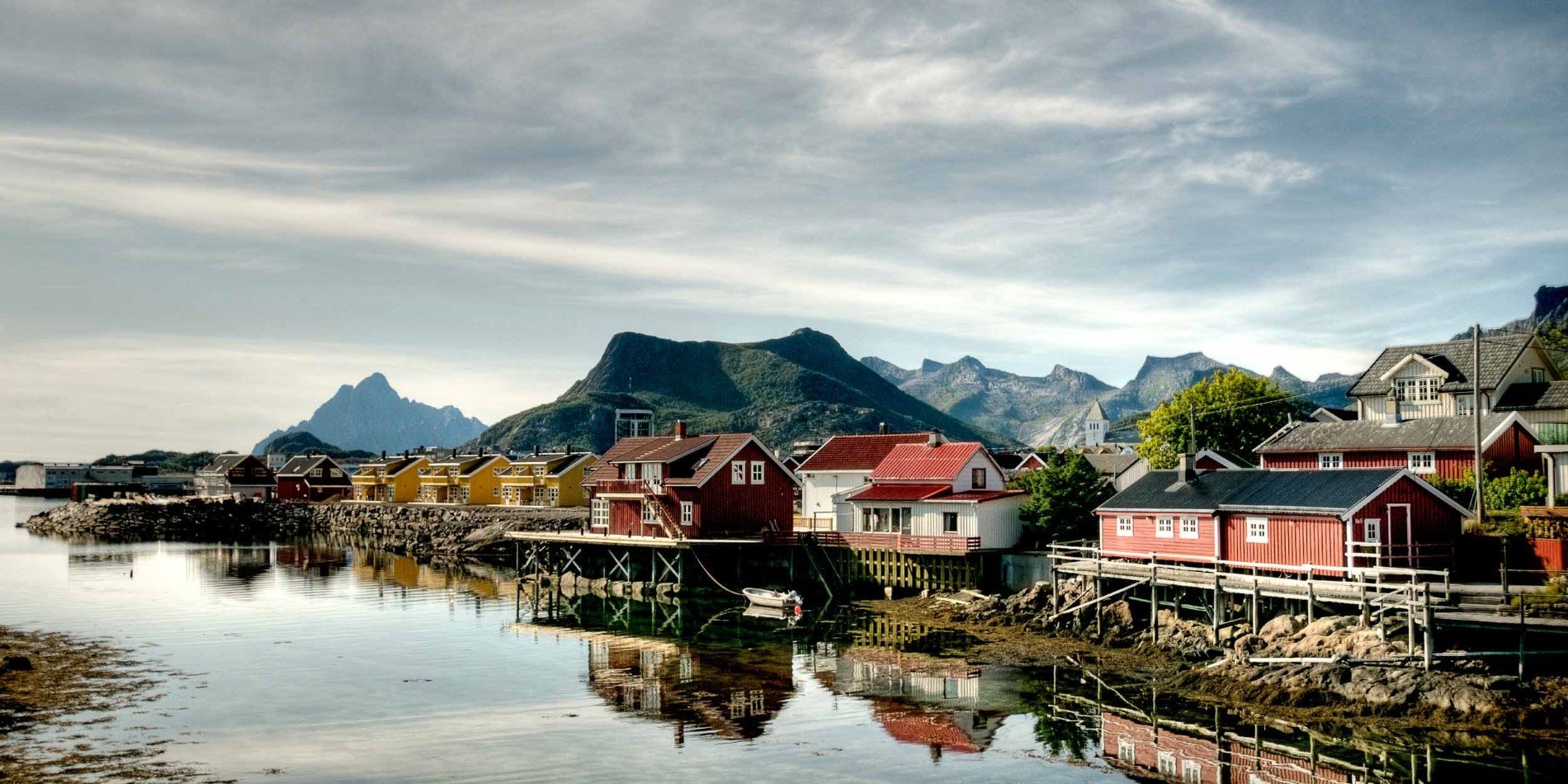 Svolvær Norway habour houses mountains