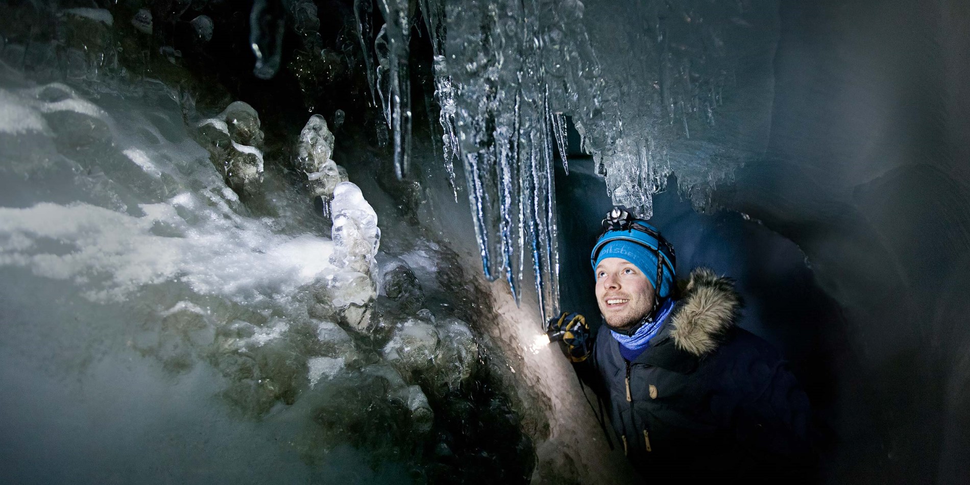 Exploring the ice caves of Spitsbergen