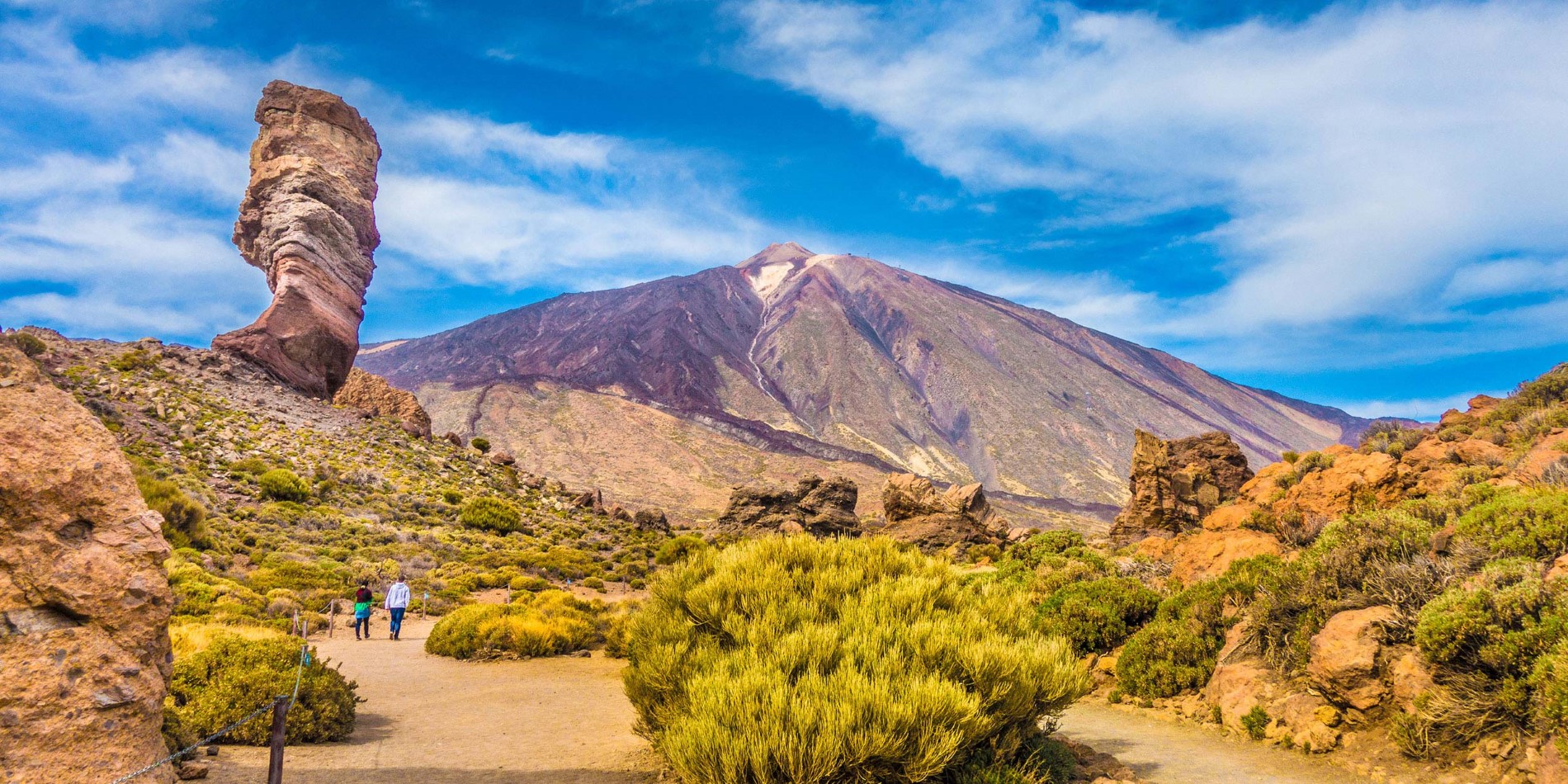 A canyon with Teide in the background
